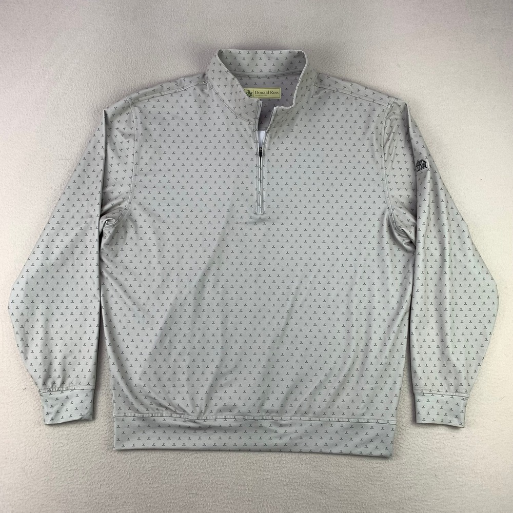 Donald‎ Ross Shadow 1/4 Zip Pullover Mens Large Gray Golf Performance Monogram